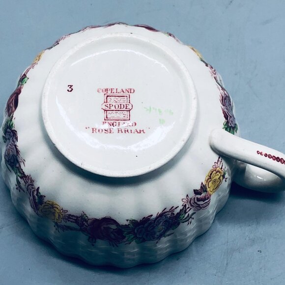 copeland spode Rose Briam tea cup white floral #3 embossed made in England READ - Picture 6 of 8